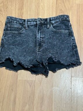 Kendall & Kylie The Drifter High Rise Black Washed Distressed Denim Shorts 11/30